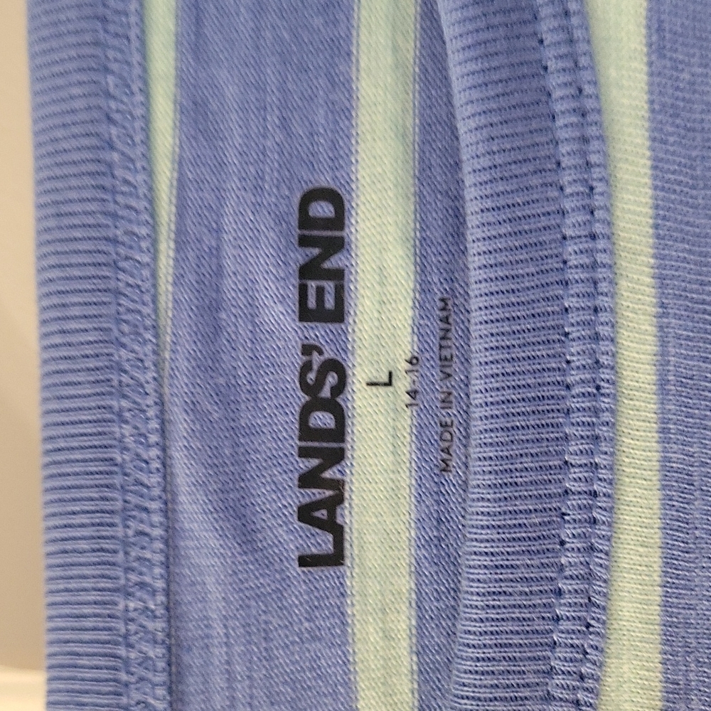 Lands end blue striped tee shirt large - Picture 3 of 5